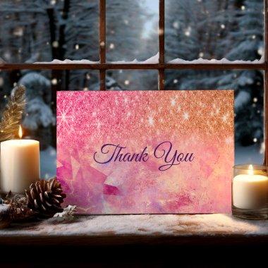 Chic ombre rose blush pink glitter thank you