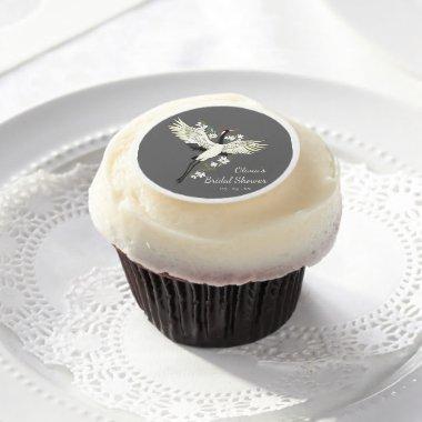 Chic Oriental Crane Bridal Shower Edible Frosting Rounds