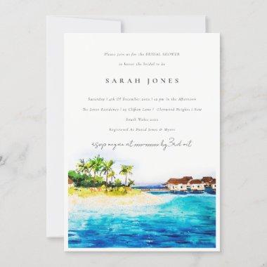 Chic Overwater Villa Seascape Beach Bridal Shower Invitations