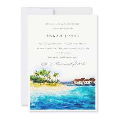 Chic Overwater Villa Seascape Beach Bridal Shower Invitations