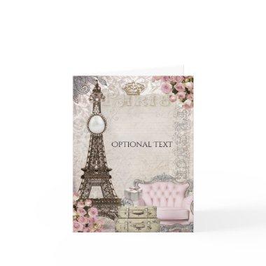 Chic Paris Eiffel Tower & Roses Elegant Thank You