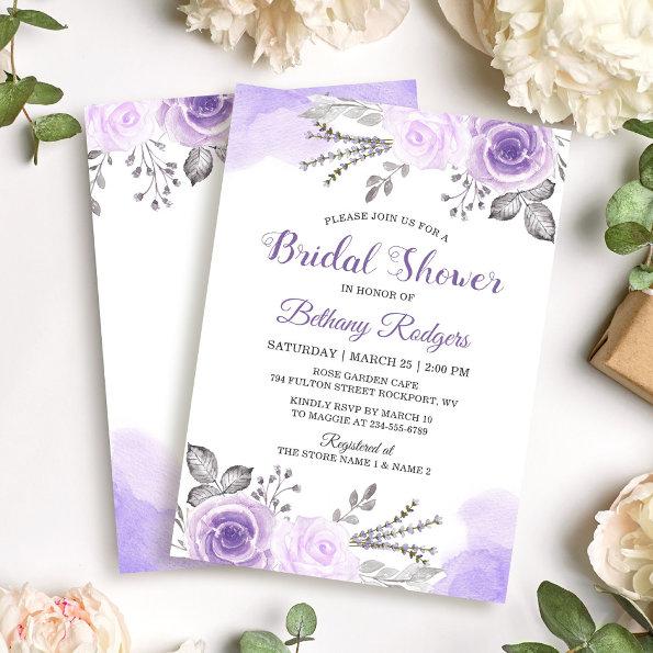 Chic Pastel Purple Rose Garden Bridal Shower Invitations