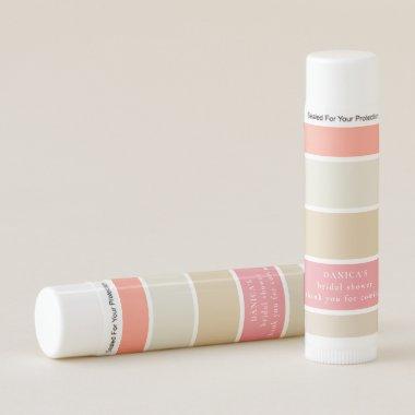 Chic Peach Pink and Tan Color Block Bridal Shower Lip Balm
