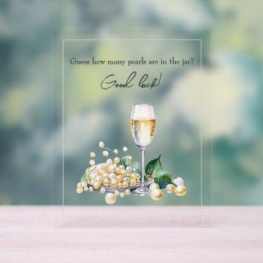 Chic Pearls & Prosecco Guessing Game  Acrylic Sign