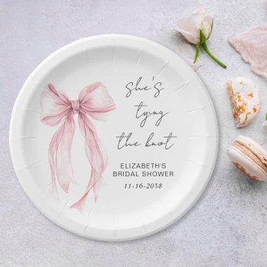 Chic Pink Bow Watercolor  Paper Plates
