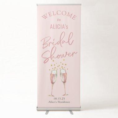 chic pink calligraphy pop the bubbly welcome sign