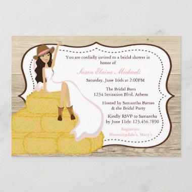 Chic Pink Cowgirl Country Bride Bridal Shower Invitations