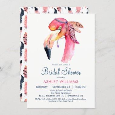 Chic Pink Flamingo Bridal Shower Invitations