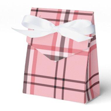 Chic Pink & Grey Plaid Fashion Pattern Party Favor Boxes