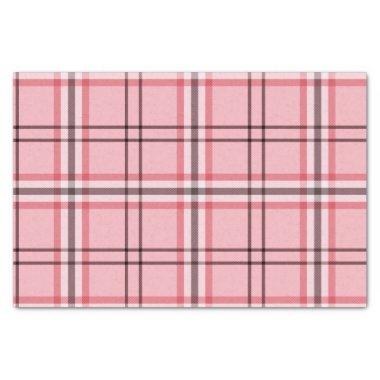 Chic Pink & Grey Plaid Fashion Pattern Party Tissue Paper