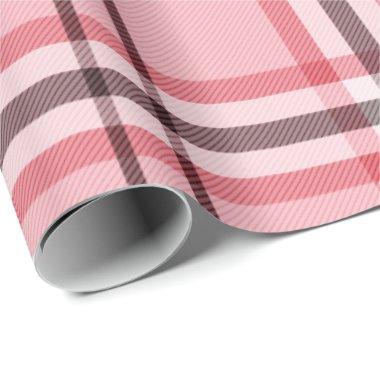 Chic Pink & Grey Plaid Fashion Pattern Party Wrapping Paper