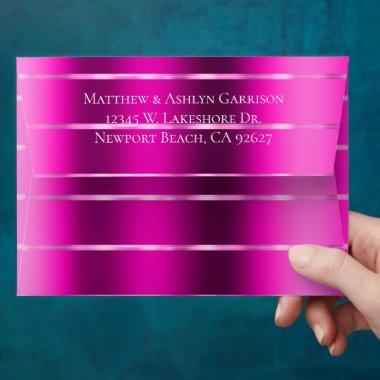 Chic Pink Magenta Ribbon  or Wedding Envelope