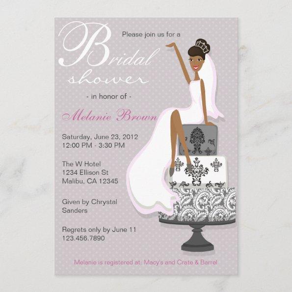 Chic Pink Modern Bride Contemporary Bridal Shower Invitations