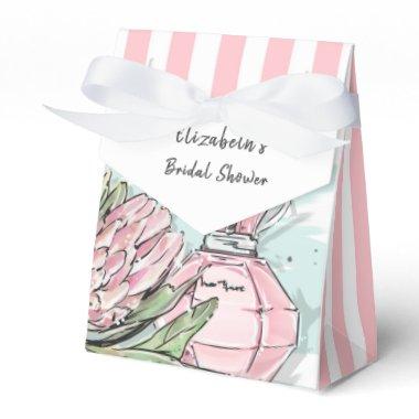Chic Pink Protea and Perfume Bridal Shower Favor Boxes