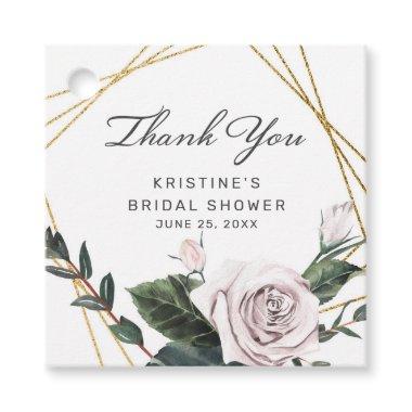 Chic Pink Rose Floral Bridal Shower Thank You Favor Tags