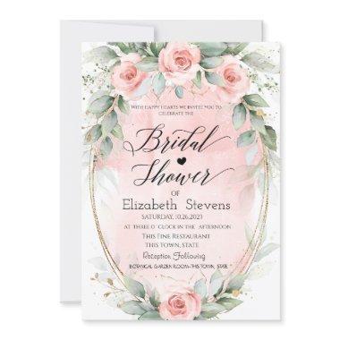 Chic Pink Roses Gold Frame Script