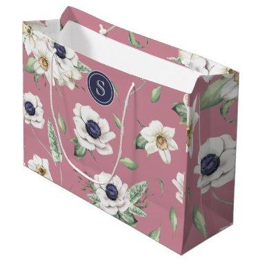 Chic Pink Spring Watercolor Bouquet Large Gift Bag