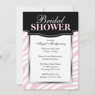 Chic Pink Zebra Print Bridal Shower Invitations