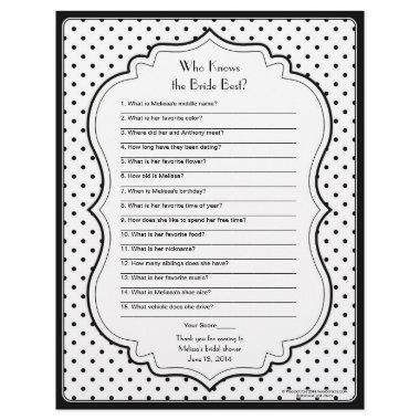 Chic Polka Dots Bride Best Bridal Shower Game