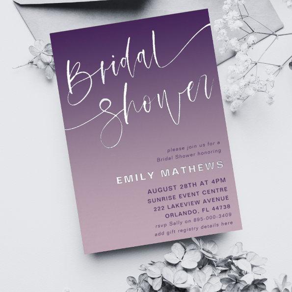 Chic Purple and Silver Calligraphy  Foil