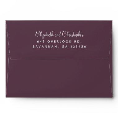 Chic Purple Cassis Elegant Return Address Wedding Envelope