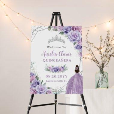 Chic Purple Lilac Floral Rose Princess QUINCEAÑERA Foam Board