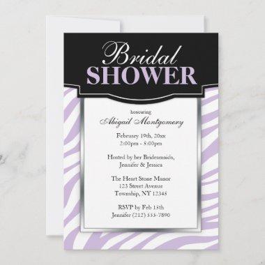 Chic Purple Zebra Print Bridal Shower Invitations