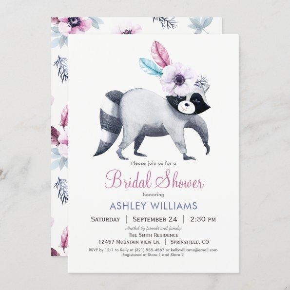 Chic Raccoon Bridal Shower Invitations