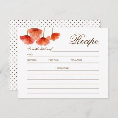 Chic Red Poppy Flowers Bridal Shower Recipe Invitations