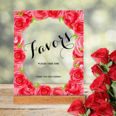 Chic Red Roses  Favors Acrylic Sign