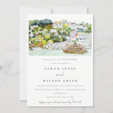 Chic River Cruise Country Landscape Couples Shower Invitations