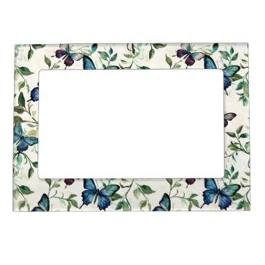 Chic Romantic Blue Butterflies  Magnetic Frame