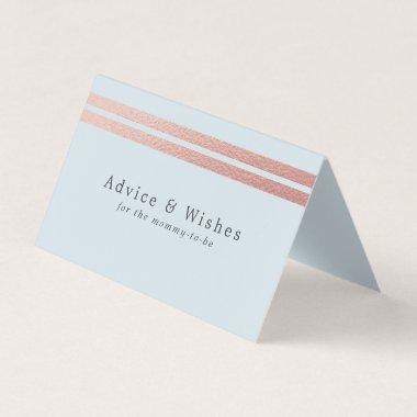 Chic Rose Gold Foil Stripes | Blue Advice Cards