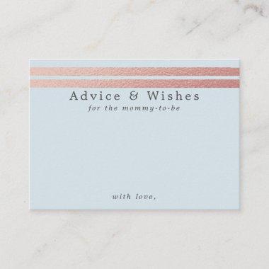Chic Rose Gold Foil Stripes | Blue Advice Cards
