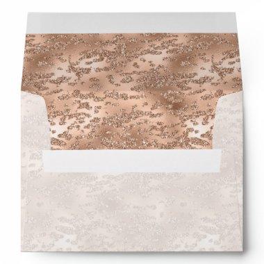 Chic Rose Gold Glitzy Glitter Glam  Envelope