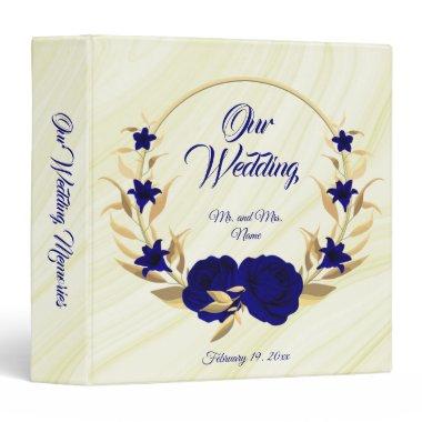 chic royal blue floral gold wreath photo album 3 ring binder