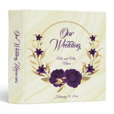 chic royal purple floral gold wreath photo album 3 ring binder