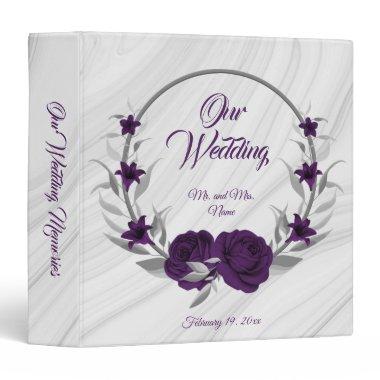 chic royal purple floral silver wreath photo album 3 ring binder
