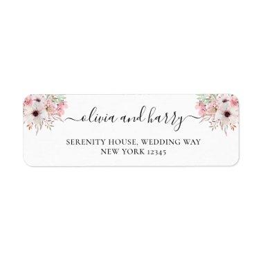 Chic Rustic Floral Wedding Return Address Labels