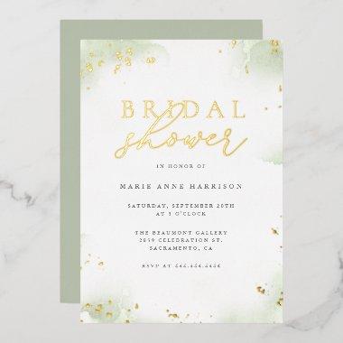 Chic Sage Green Gold Dust  Foil
