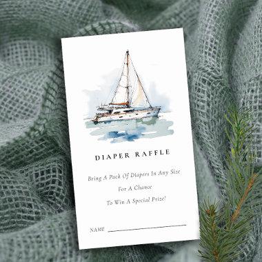 Chic Sailboat Seascape Diaper Raffle Bridal Shower Enclosure Invitations