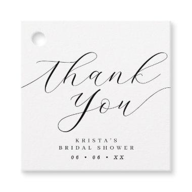 Chic Script Black & White Bridal Shower Thank You Favor Tags