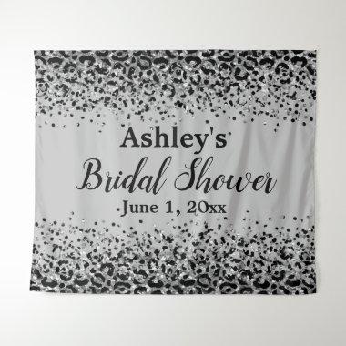 Chic Silver Black Leopard Bridal Shower Backdrop