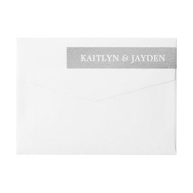 Chic Silver Foil Wedding Wrap Around Label