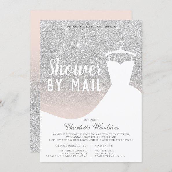 Chic silver glitter dress Bridal shower by mail Invitations