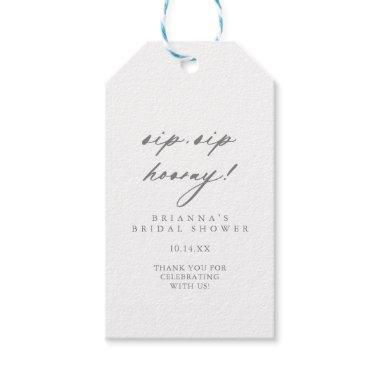 Chic Silver Sip Sip Hooray Bridal Shower  Gift Tags