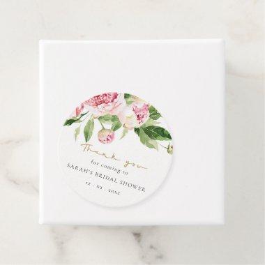Chic Soft Blush Green Peony Floral Bridal Shower Favor Tags