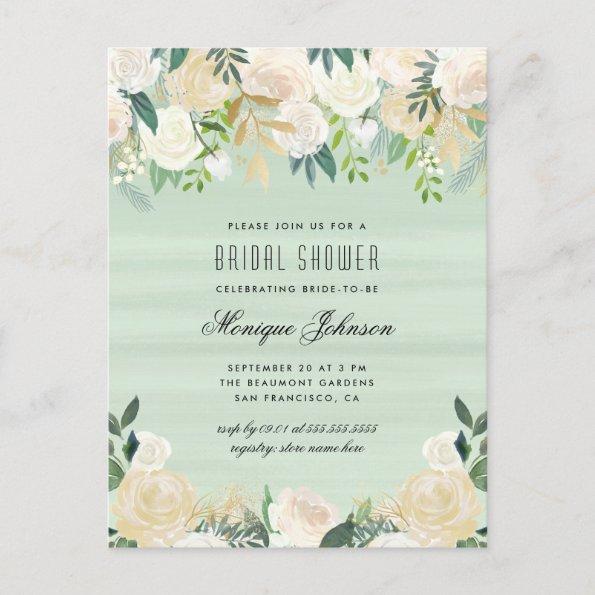 Chic Soft Watercolor Flowers Bridal Shower Invitation PostInvitations