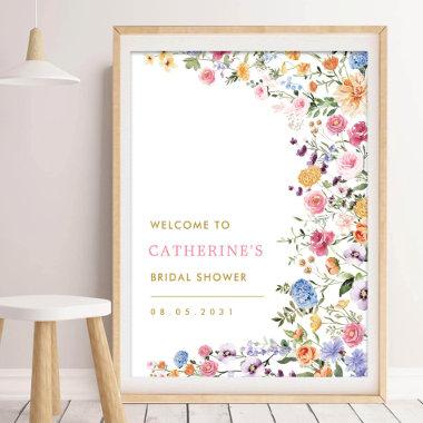 Chic Spring Garden Floral Bridal Shower Welcome Poster