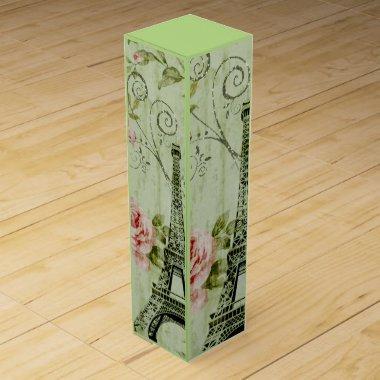 chic spring mint pink floral paris eiffel tower wine box